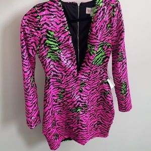Pink and green sequin dress NWT